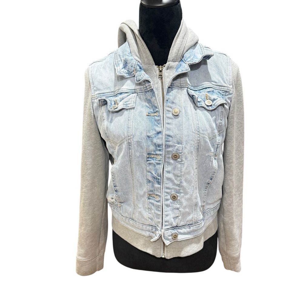Vintage Hollister Denim Jean Sherpa Lined Hooded Jacket Size Medium